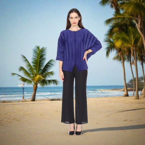 3/4 Sleeve ZigZag Jacket - JK1018 Sapphire